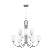 Miles Nine Light Chandelier — Etched white
