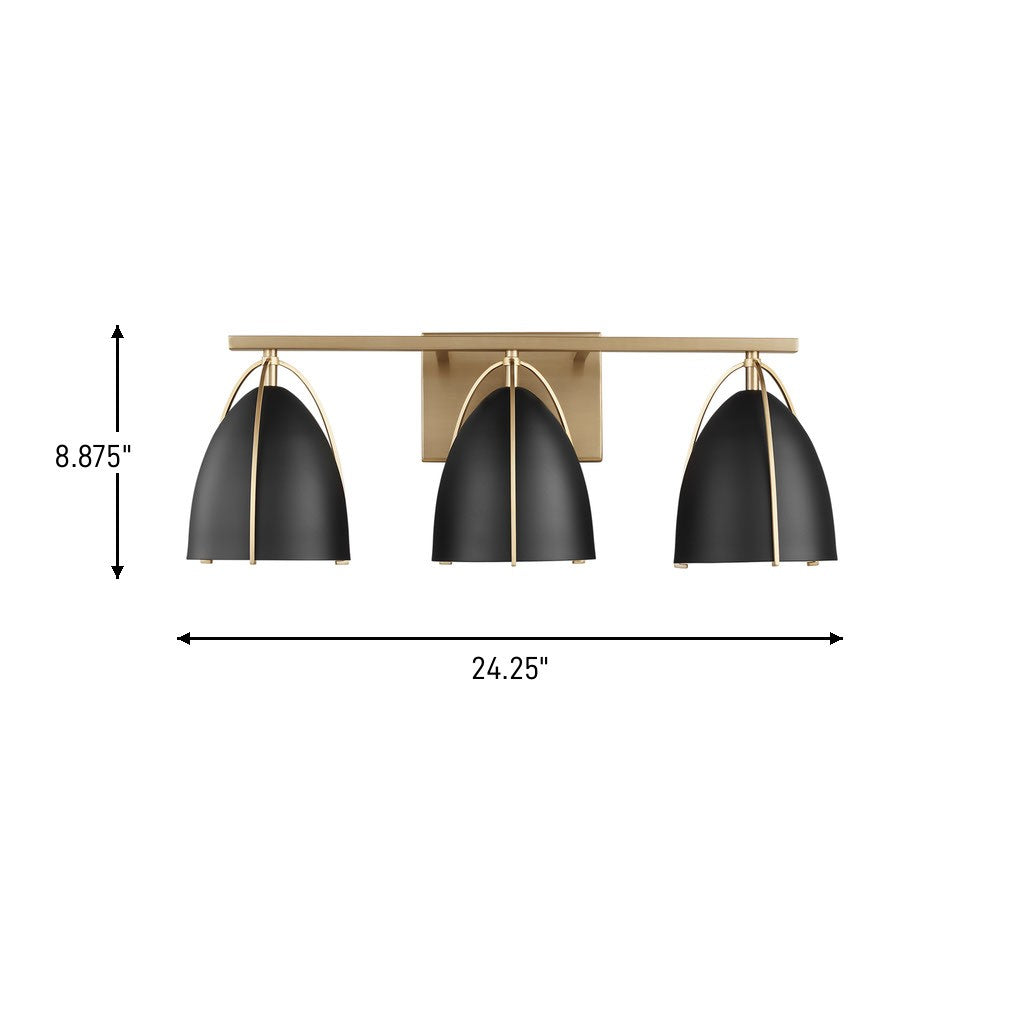 Three Light Wall/Bath — Midnight Black, 75 W