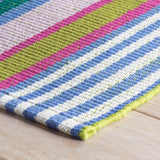 Dash & Albert Mellie Stripe Handwoven Cotton Rug in Multi, corner detail