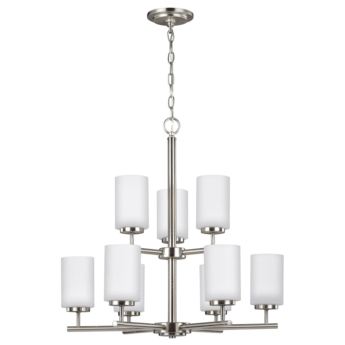 Oslo Nine Light Chandelier — Cased Opal Etched