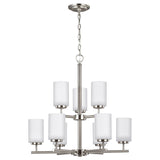 Oslo Nine Light Chandelier — Cased Opal Etched