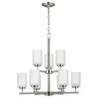 Oslo Nine Light Chandelier — Cased Opal Etched