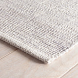 Dash & Albert Marled Handwoven Cotton Rug in Grey, corner detail