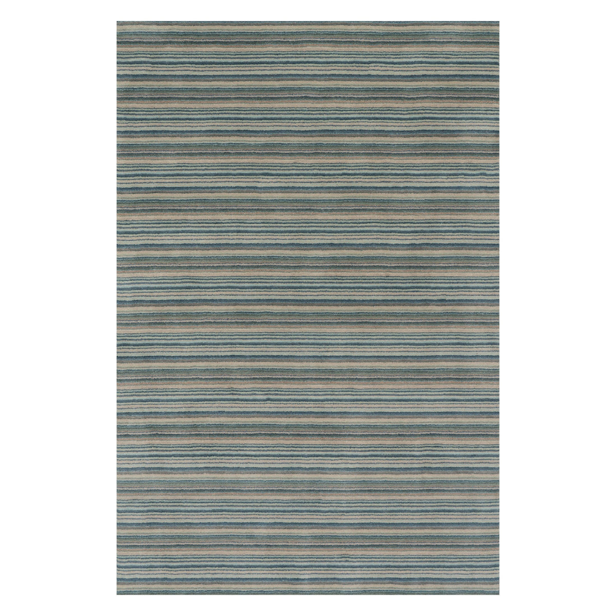 Dash & Albert Brindle Stripe Hand Loom Knotted Wool Rug in Blue, on white