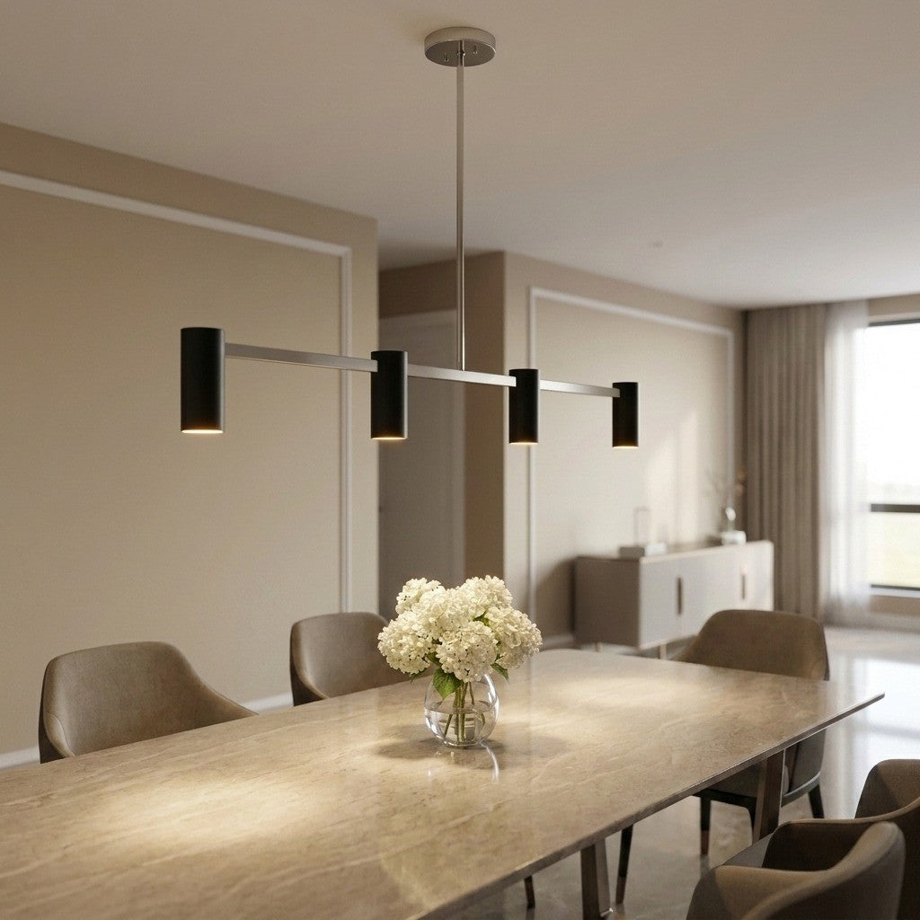 Zentro Four Light Linear Chandelier