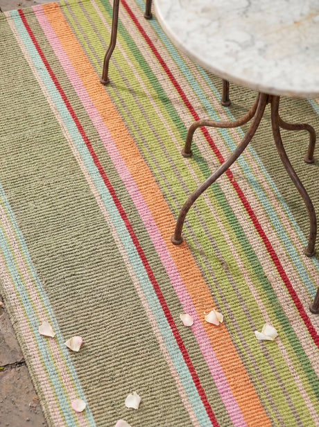Dash & Albert Stone Soup Handwoven Indoor/Outdoor Rug in Multi, runner close-up