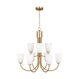 Miles Nine Light Chandelier — Etched white