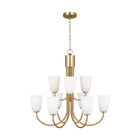 Miles Nine Light Chandelier — Etched white