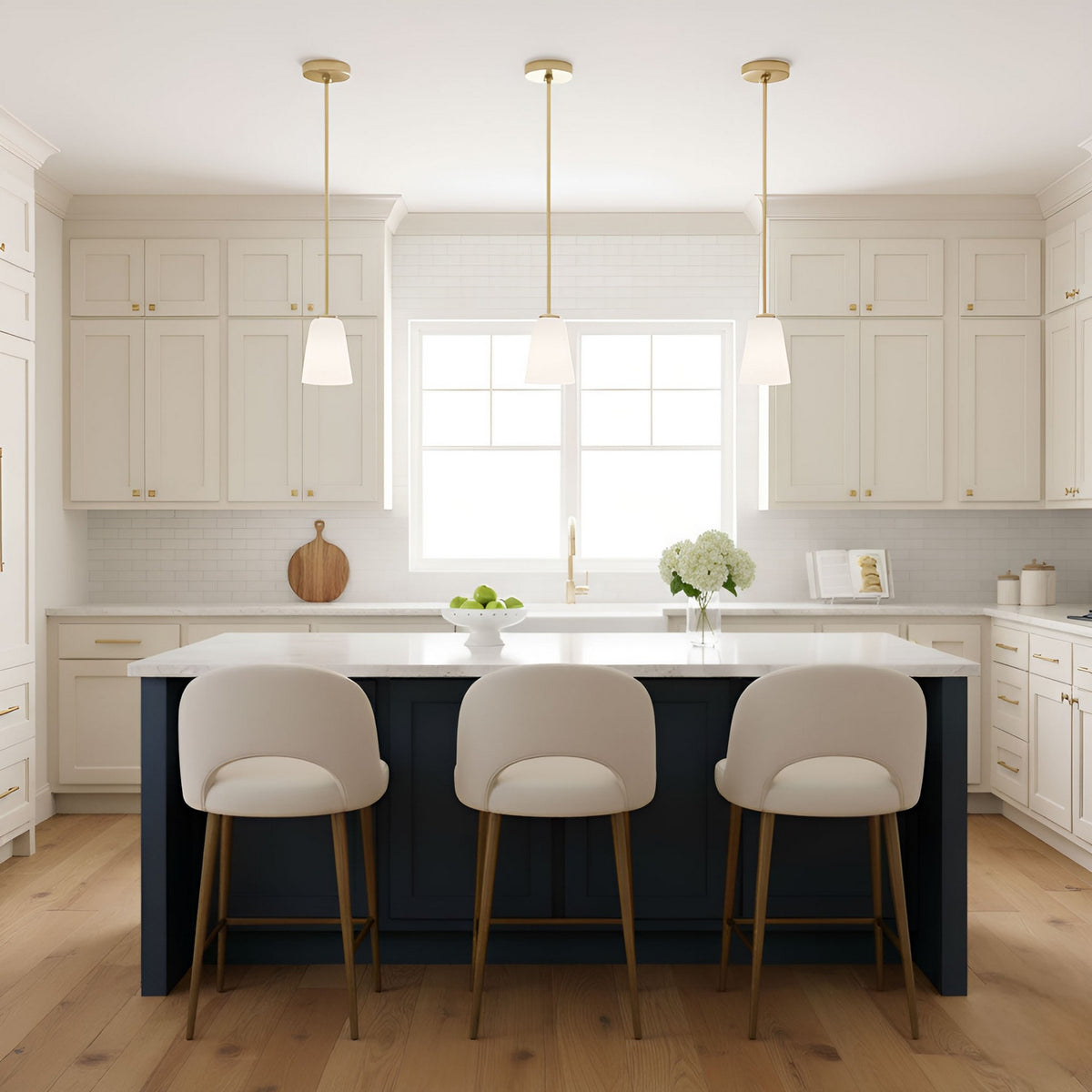 Miles One Light Pendant — Etched white glass