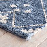 Dash & Albert Kota Handwoven Wool Rug in Indigo, corner detail