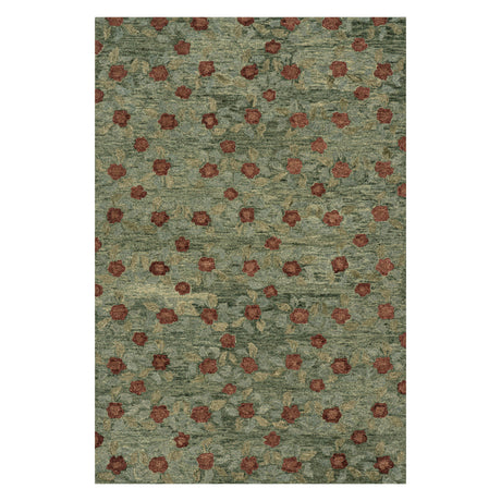 Dash & Albert Genevive Modern Floral Wool Rug in Green, on white