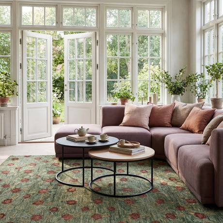 Dash & Albert Genevive Modern Floral Wool Rug in Green, photo 2