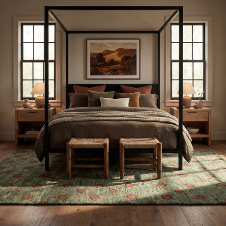 Dash & Albert Genevive Modern Floral Wool Rug in Green, photo 3