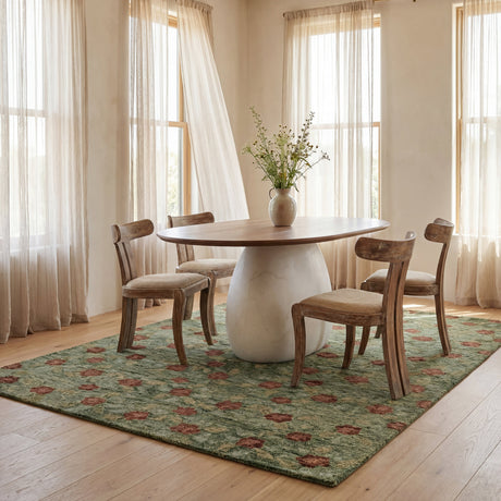 Dash & Albert Genevive Modern Floral Wool Rug in Green, photo 4