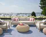 Dash & Albert Diamond Handwoven Indoor/Outdoor Rug in Denim / White, patio setting