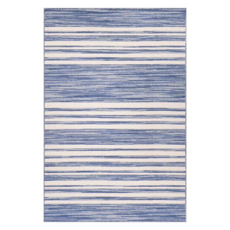 Dash & Albert Ilae Coastal Striped Washable Rug in Blue, on white