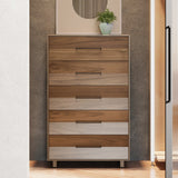 BDi KAVA 5-Drawer Chest in Natural Walnut, in a room beside a dresser
