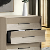 BDi KAVA 5-Drawer Chest in Washed Oak, drawer open, close-up