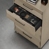 BDi KAVA 5-Drawer Chest in Washed Oak, in a room setting