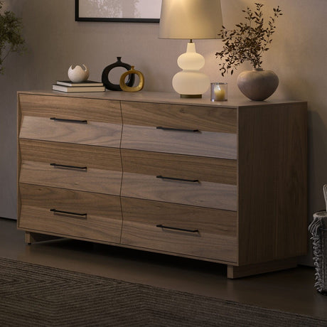 BDi KAVA 6-Drawer Dresser in Natural Walnut, in a room setting