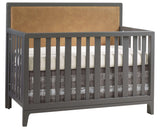 Charcoal Oak with Caramel Bonded Leather | Kyoto Convertible Crib w/Caramel Upholstered Headboard Panel | Valley Ridge Furniture
