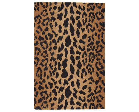 Rug with a Leopard Hand Micro Hooked pattern on a plain background