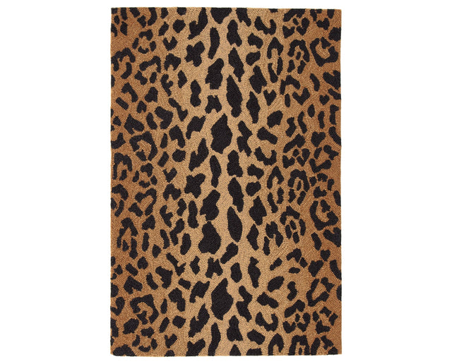 Rug with a Leopard Hand Micro Hooked pattern on a plain background