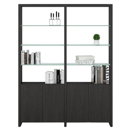 BDi Linea 2-Shelf System in Charcoal Stained Ash, on white, 64" Wide size