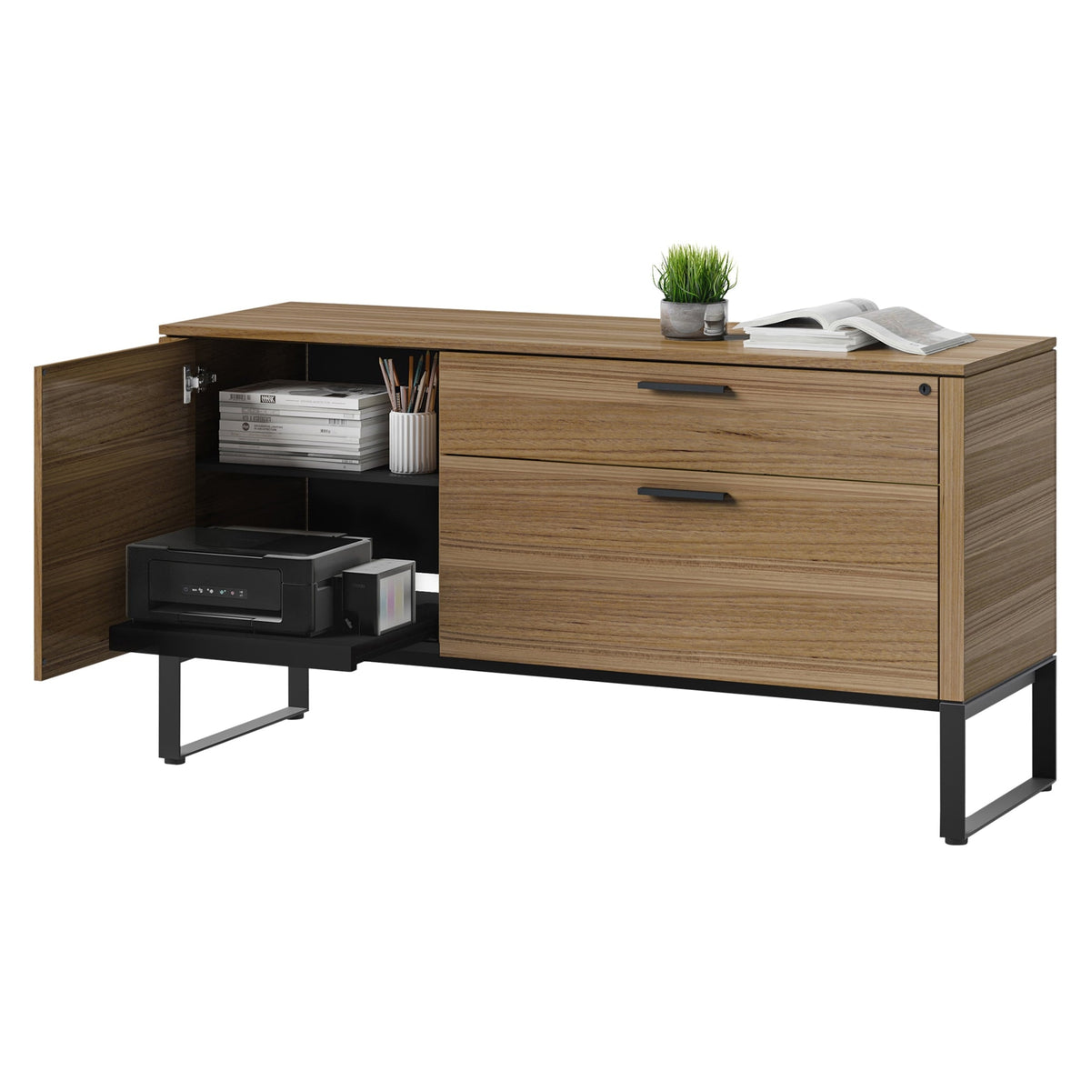 BDi Linea 6220 Multi Function Cabinet in Natural Walnut, on white