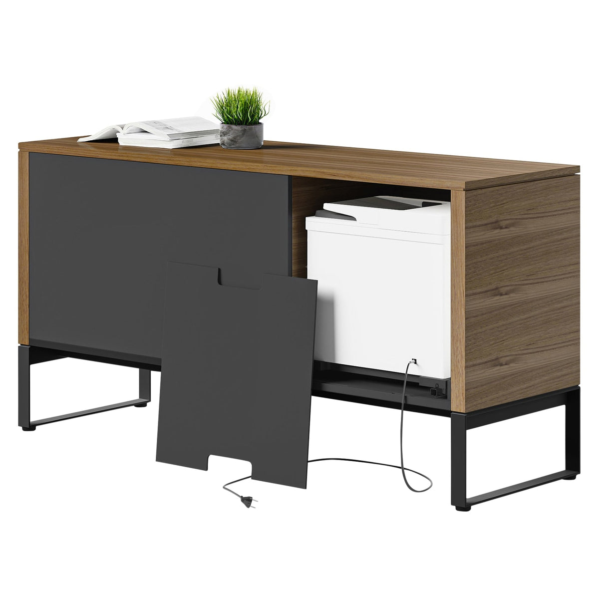 BDi Linea 6220 Multi Function Cabinet in Natural Walnut, on white