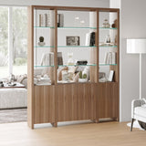 BDi Linea 3-Shelf System in Natural Walnut, in a room setting, 66" Wide size