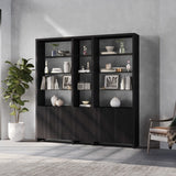 BDi Linea 3-Shelf System in Charcoal Stained Ash, in a room setting, 81" Wide size
