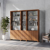 BDi Linea 3-Shelf System in Natural Walnut, in a room setting, 81" Wide size