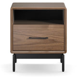 BDi Linq Nightstand in Natural Walnut, 22-inch, front view, on white