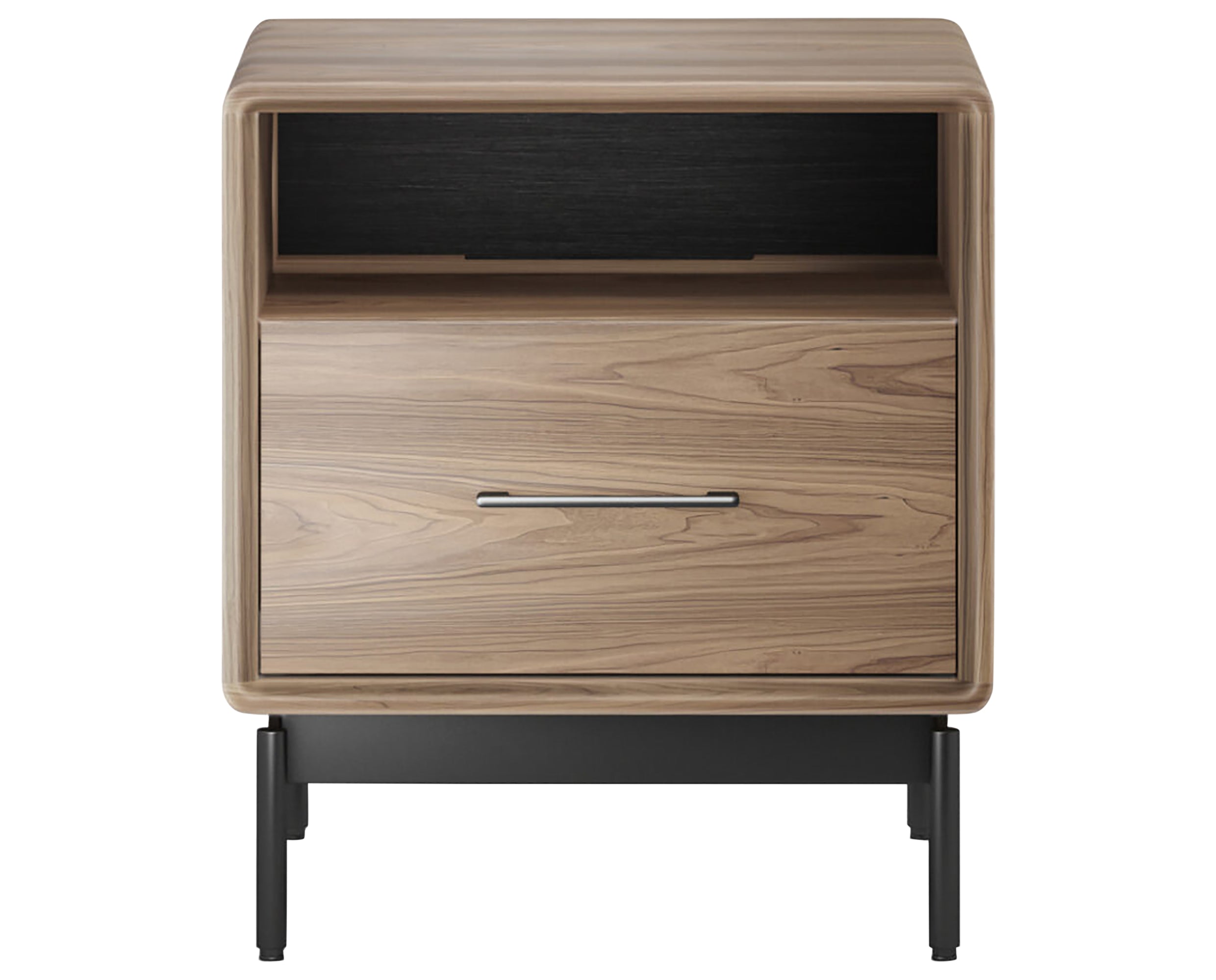 Natural Walnut with Powder Coated Steel | BDI Linq 22&quot; Nightstand | Valley Ridge Furniture
