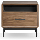 BDi Linq Nightstand in Natural Walnut, 28-inch, front view, on white
