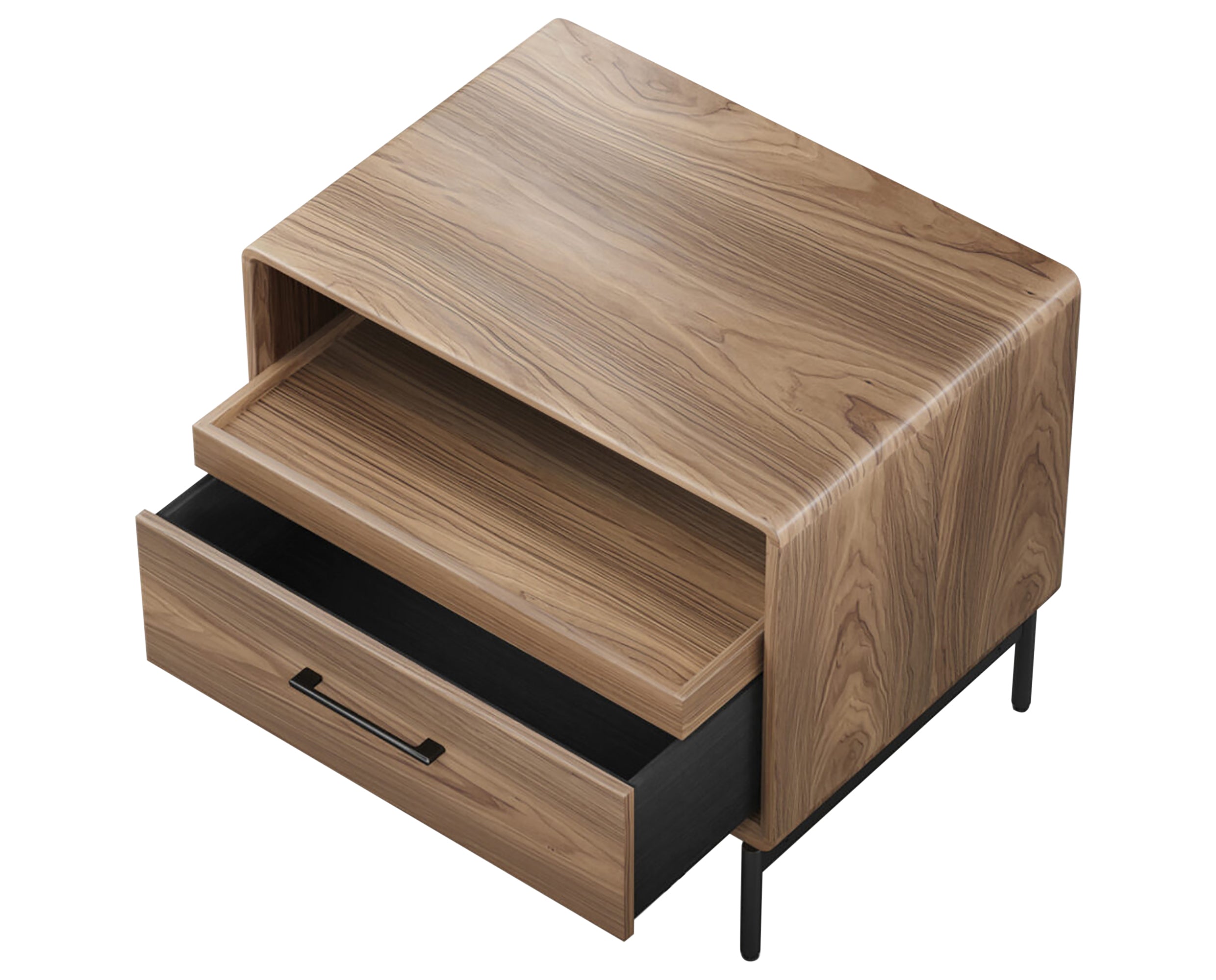 Natural Walnut with Powder Coated Steel | BDI Linq 28&quot; Nightstand | Valley Ridge Furniture