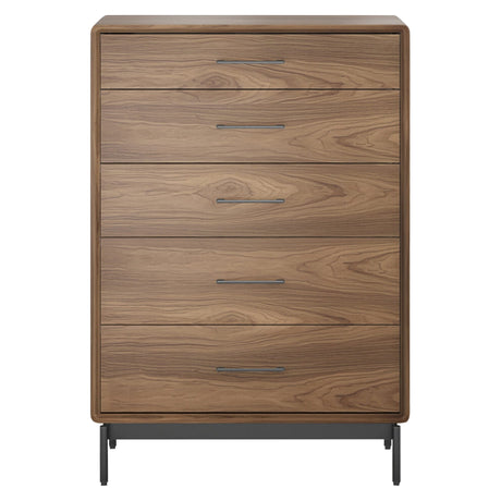 BDi Linq 9185 5 Drawer Chest in Natural Walnut, on white