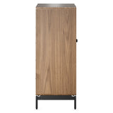 BDi Linq 9185 5 Drawer Chest in Natural Walnut, side view, on white