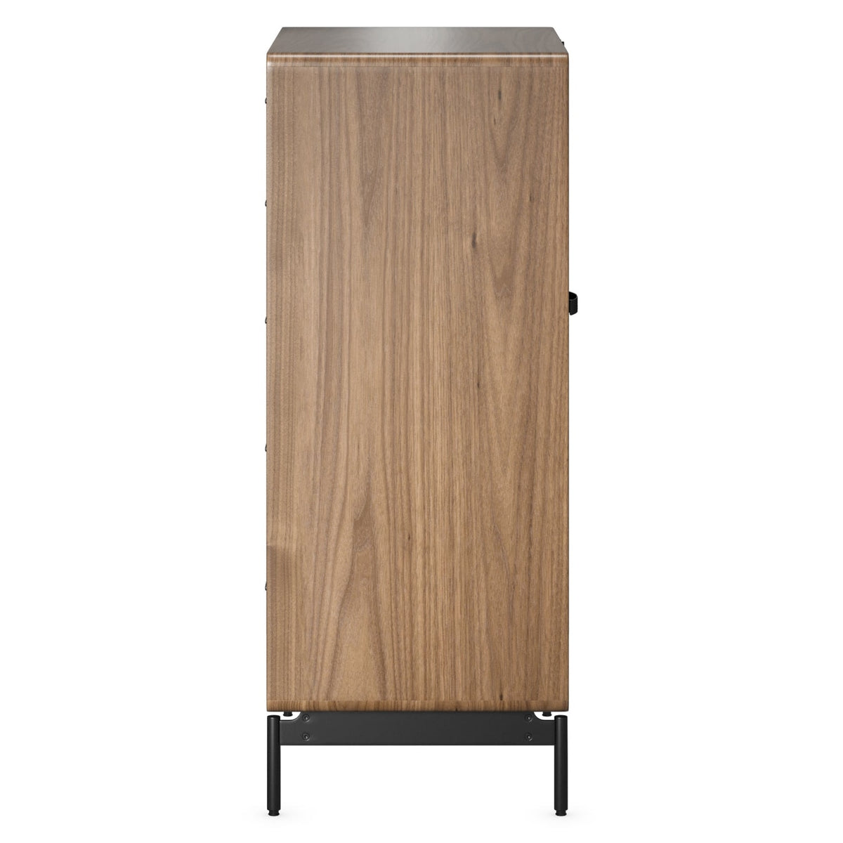 BDi Linq 9185 5 Drawer Chest in Natural Walnut, side view, on white