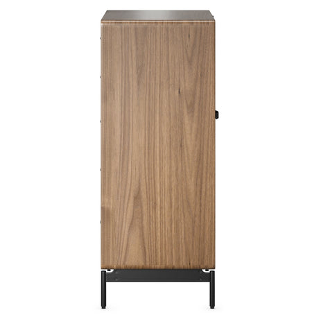 BDi Linq 9185 5 Drawer Chest in Natural Walnut, side view, on white