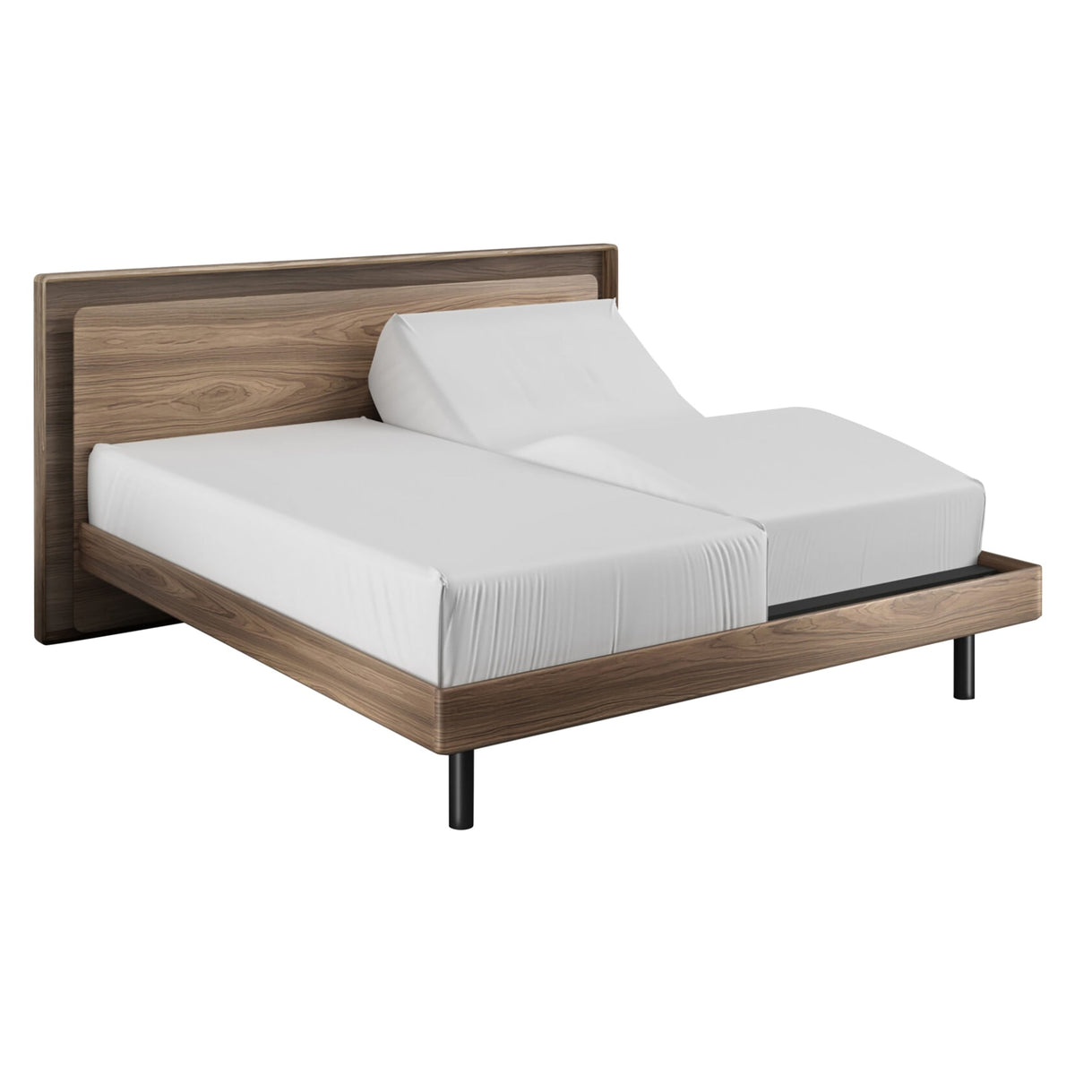 BDi Linq Up-Linq Bed in Natural Walnut, on white, King size