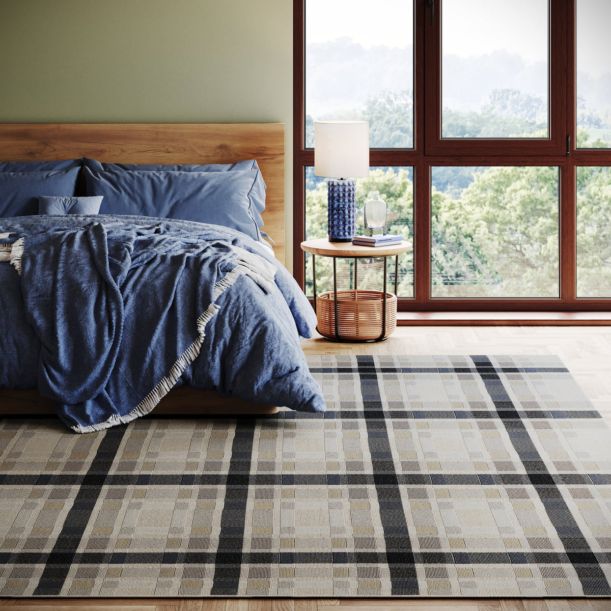 Dash & Albert Mesael Modern Plaid Indoor Rug in Blue, photo 3