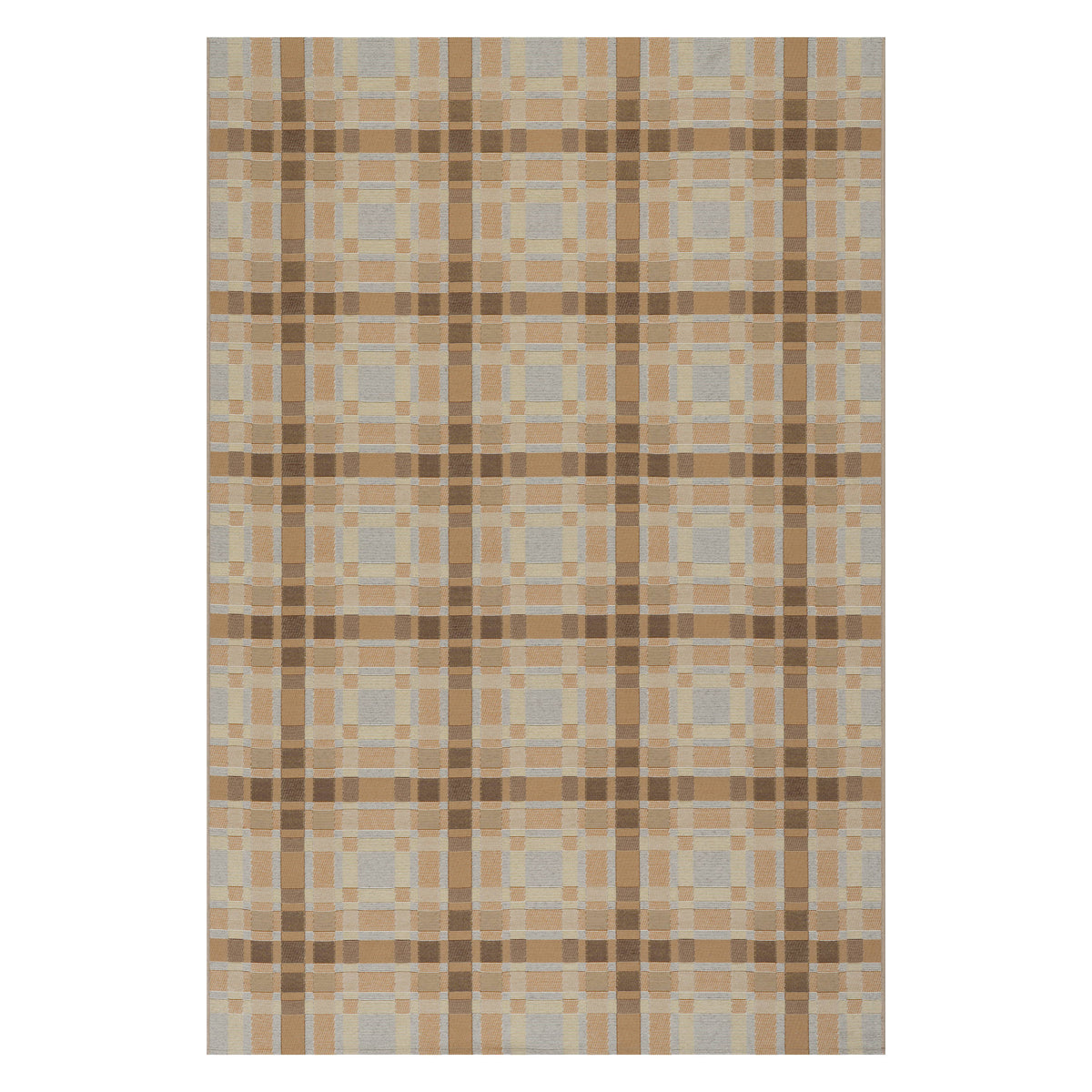 Dash & Albert Mesael Modern Plaid Indoor Rug in Tan, on white