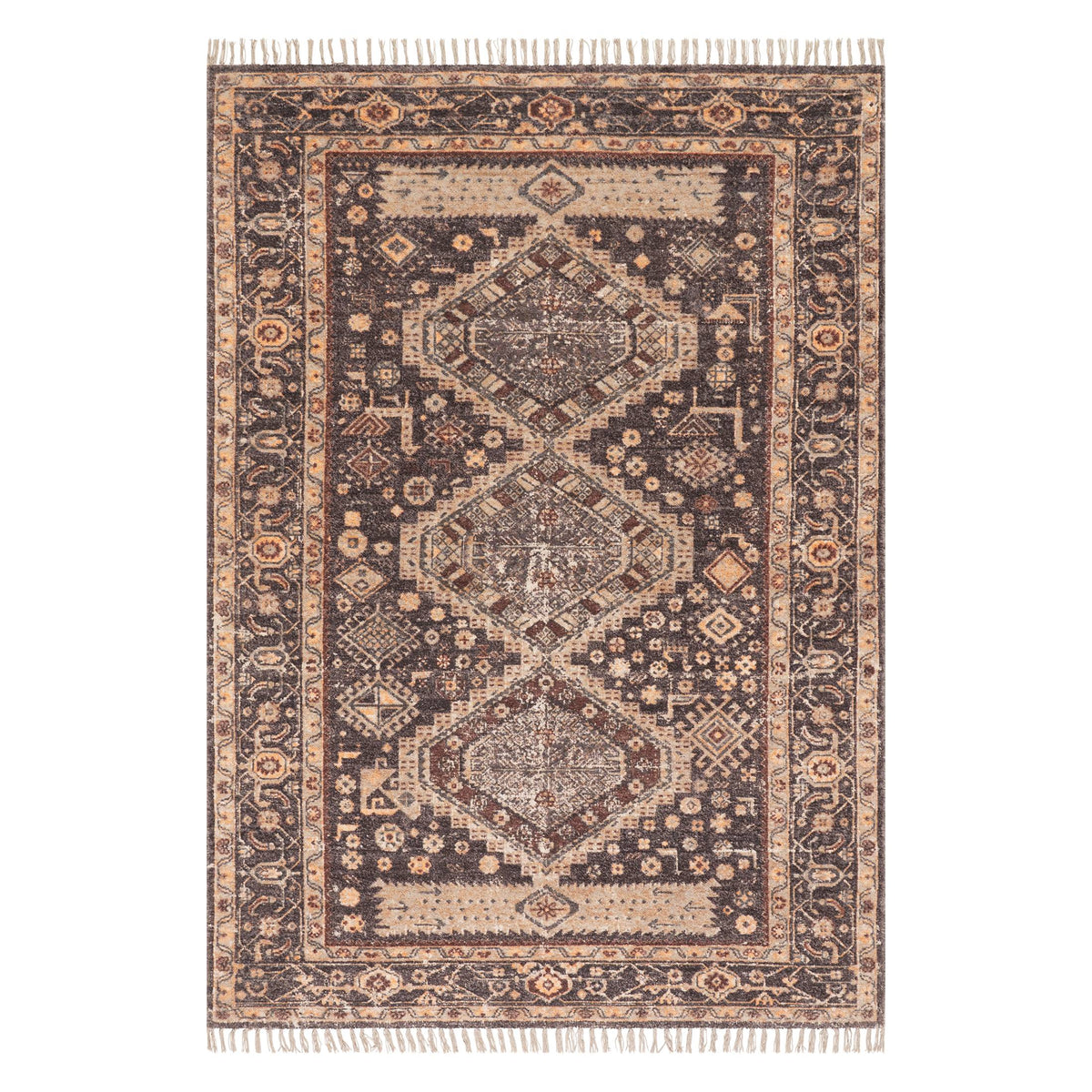 Dash & Albert Mire Vintage Handmade Cotton Rug in Eggplant, on white