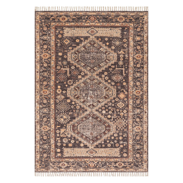 Dash & Albert Mire Vintage Handmade Cotton Rug in Eggplant, on white