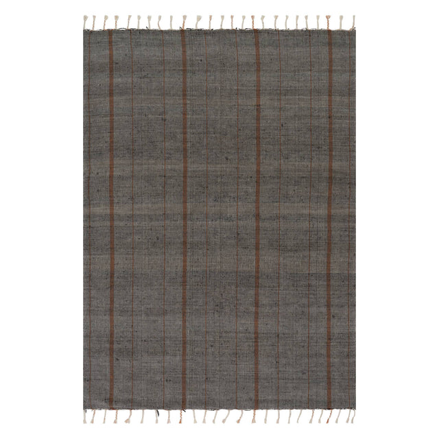Dash & Albert Nare Striped Handmade Cotton Rug in Grey, on white