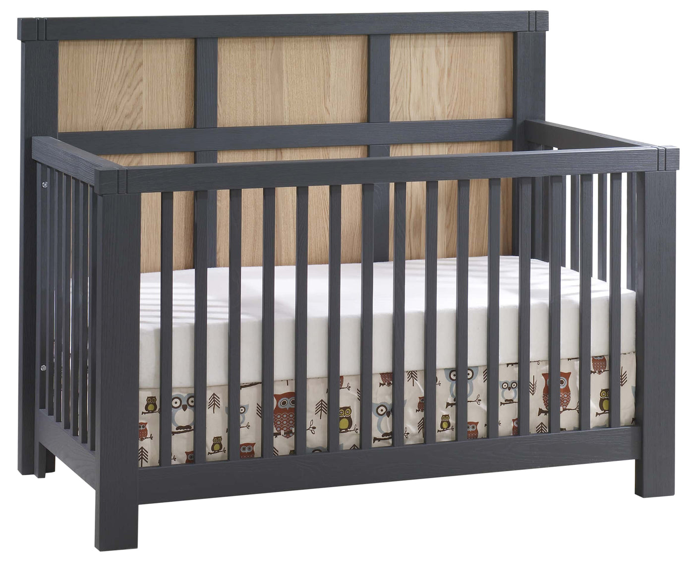 Graphite Oak with Natural Oak | Rustico Moderno 5-in-1 Convertible Crib Valley Ridge Furniture