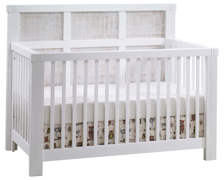 White Brushed Oak with White Bark Oak | Rustico Moderno 5-in-1 Convertible Crib Valley Ridge Furniture