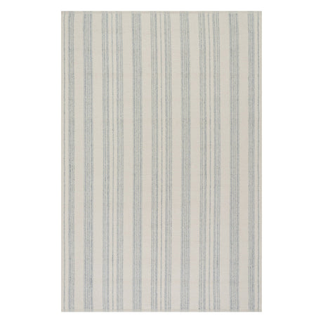 Dash & Albert Nexel Striped Farmhouse Rug in Blue, on white